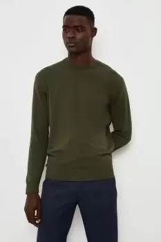 Image of Mens Cotton Rich Khaki Knitted Crew Neck Jumper