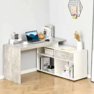 image of Woodland L-Shaped Home Office Desk, Light Grey