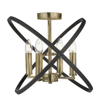Image of Searchlight Lighting - Searchlight Hoopla - 4 Light Semi Flush Bronze, Brown, E14