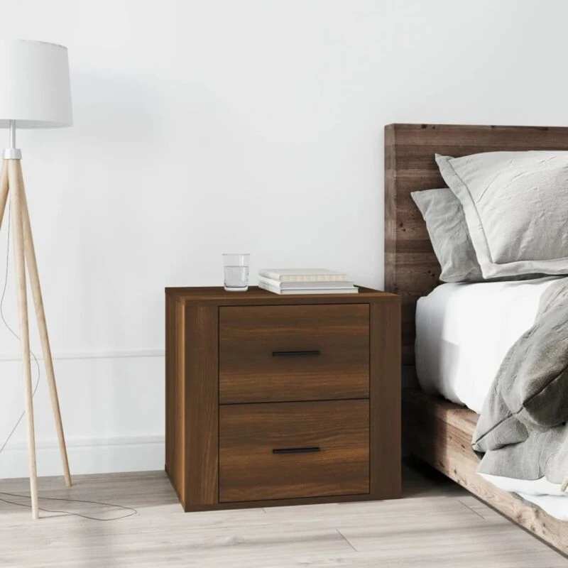 Image of Vidaxl Bedside Cabinet Brown Oak 50X39X47 Cm, Brown 816711