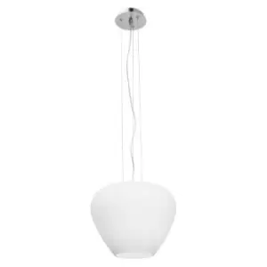 image of Glendale Dome Pendant Ceiling Light Chrome Aluminium Opal Glass LED E27 - Merano