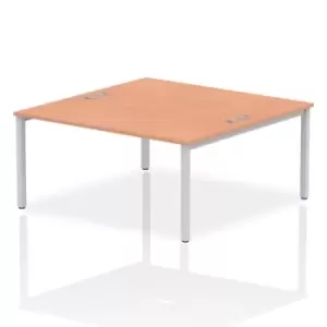 Image of Impulse Bench B2B 2 Person 1600 Silver Frame Office Bench Desk Beech