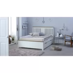 Image of Chester White and Oak Effect Wooden Bed Double With 4 Drawers