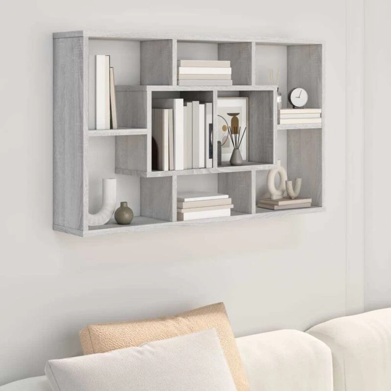 Image of Vidaxl Wall Shelf Grey Sonoma 85X16X52.5cm Engineered Wood, Grey 820461