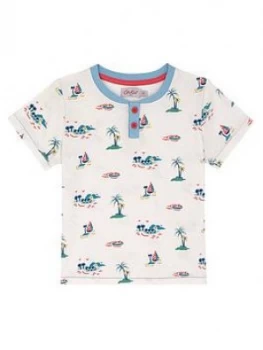 Image of Cath Kidston Boys Palm Short Sleeve T-Shirt - Stone, Size 7-8 Years