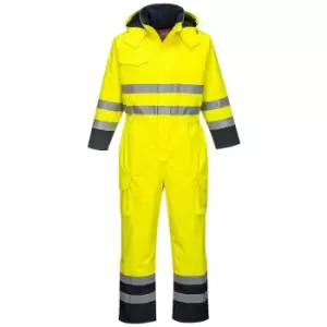 Image of Biz Flame Hi Vis Flame Resistant Rain Multi Coverall Yellow / Navy 3XL