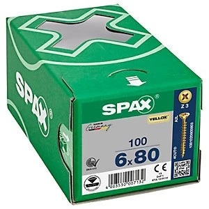 Image of Spax Pz Countersunk Yellox Screws - 6x80mm Pack Of 100