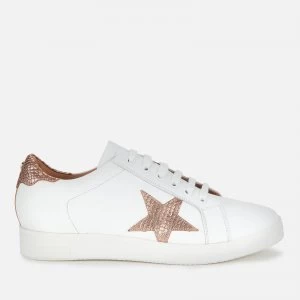 image of Dune Womens Edris S Leather Cupsole Trainers - White/Rose Gold - UK 3