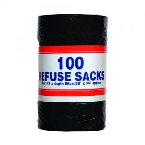 image of Big Value Refuse Sacks 92 Litre 100 Bags per Roll Pack of 6 RY00365