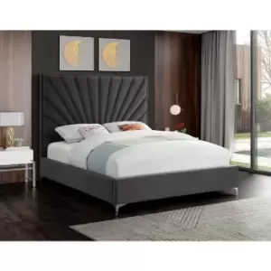 Image of Envisage Trade - Errence Upholstered Beds - Plush Velvet, King Size Frame, Steel - Steel