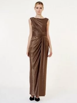 Image of HOBBS Mia Maxi Dress - Gold, Copper, Size 6, Women
