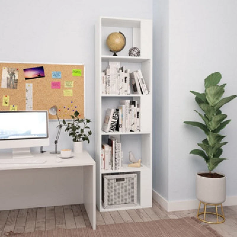 Image of vidaXL Book Cabinet/Room Divider White Engineered Wood Rack Highboard Office