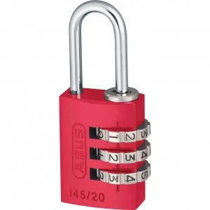 image of Abus 145 Series Aluminium Combination Padlock 20mm Red Standard