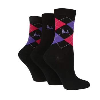 Image of Pringle Womens Louise 3pck Sock - Black