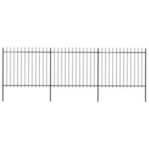 image of Vidaxl Garden Fence With Spear Top Steel 5.1X1.5 M Black