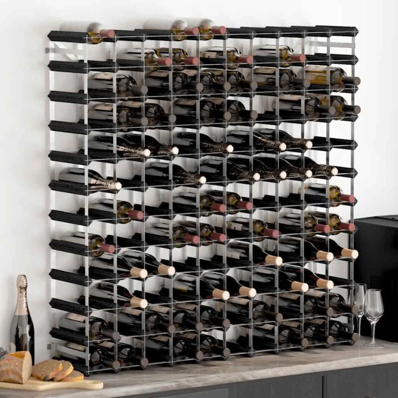 Image of VIDAXL Wine Rack for 120 Bottles Black Solid Pine Wood Vidaxl 8720286204368