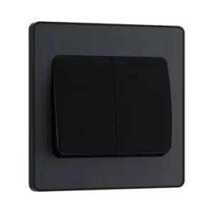 Image of BG Evolve Matt Grey Double Light Switch 20A 16Ax 2 Way Wide Rocker - PCDMG42WB