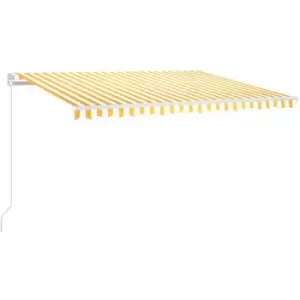 Image of Vidaxl - Manual Retractable Awning 450x350cm Yellow and White Yellow