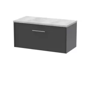 image of Hudson Reed Juno 800mm Wall Hung Single Drawer Vanity & Bellato Grey Laminate Top - Graphite Grey