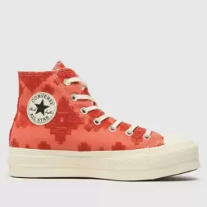 Image of Converse Orange Lift Hi Trainers