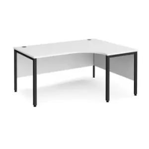 image of Office Desk Right Hand Corner Desk 1600mm White Top With Black Frame 1200mm Depth Maestro 25 MB16ERKWH