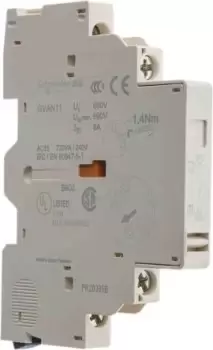 Image of Schneider Electric TeSys Auxiliary Contact - 1NC + 1NO, 2 Contact, Side Mount, 6 A