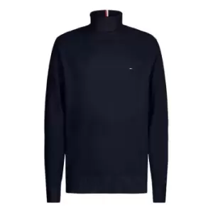 image of Tommy Hilfiger Pima Roll Neck Jumper - Blue