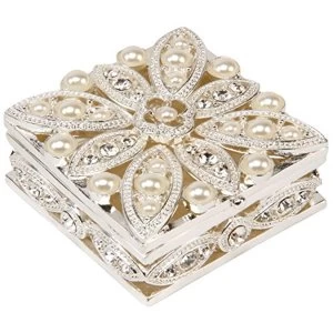 image of Sophia Silverplated Trinket Box - Pearl Flower