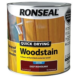 image of Ronseal Quick Drying Woodstain - Satin Deep Mahogany 2.5L