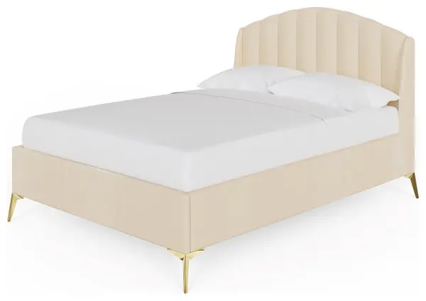 Image of GFW GFW Pettine Double Velvet Ottoman Bed Frame - Cream