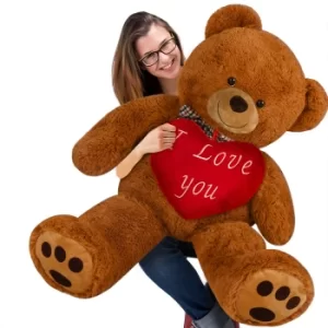 Image of Teddy Bear 100cm Brown incl. Heart Pillow