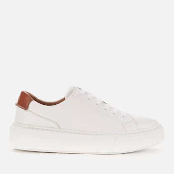 Image of Clarks Womens Hero Lite Lace Leather Flatform Trainers - White - UK 3