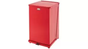 Image of Rubbermaid Commercial Products Defenders 95L Red Pedal Galvanised Steel Waste Bin
