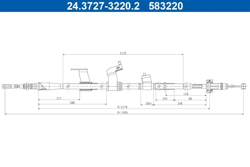 Image of ATE 24.3727-3220.2 Brake Cable 1486mm Cable,parking brake (124)