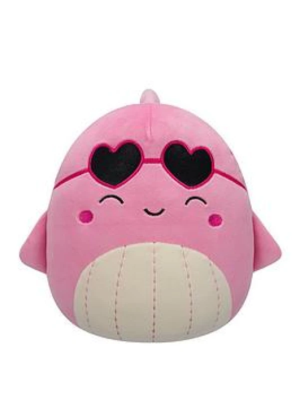Image of Squishmallows Original 7.5-Inch Val the Pink Whale with Heart Sunglasses - Valentine's Plush