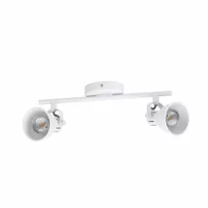 Image of Flush 2 Spot Ceiling Light Colour White Steel Bulb GU10 2x3.3W Included