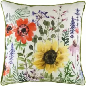 Image of Evans Lichfield Emma Wild Flowers Cushion Cover (43cm x 43cm) (Multicoloured) - Multicoloured