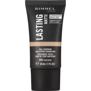 image of Rimmel Lasting Matte Mattifying Foundation Shade 085 Fair Beige 30ml