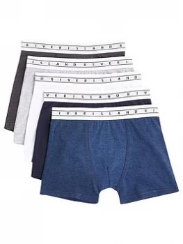 Image of River Island RI Boxers 5 Pack Navy Size 9-10 Years Boys