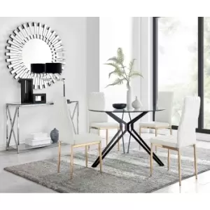 Image of Furniture Box Cascina Dining Table and 4 White Gold Leg Milan Chairs