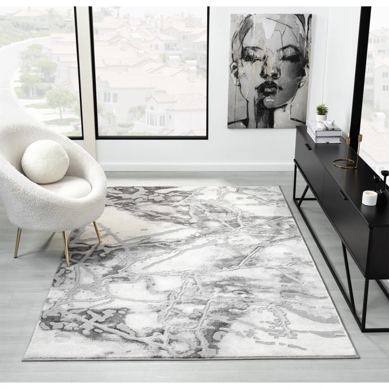 Image of The Linen Consultancy The Linen Consultancy TLC 5 Star Hotel Concept Bianco Rug Cream / Green in Light Grey Size: 80cm x 150cm Light Grey 80cm x 150