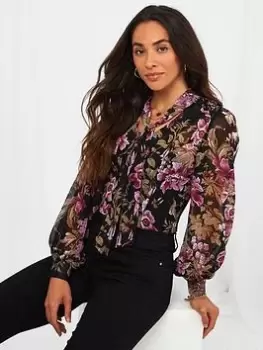 Joe Browns Oh So Stunning Floral Blouse - Black, Size 10, Women