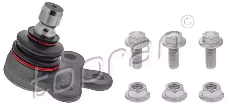 Image of TOPRAN 208 571 Ball joint Front Axle Right, with fastening/mounting material Support-/Steering Link (2462)