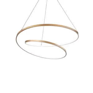 image of OZ Dimmable Swirl 80cm Integrated LED Pendant Ceiling Light Brass, 3000K