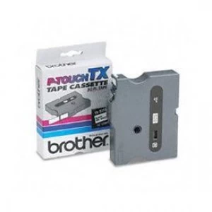 Image of Brother TX335 White on Black 12mm x 15m Gloss Tape
