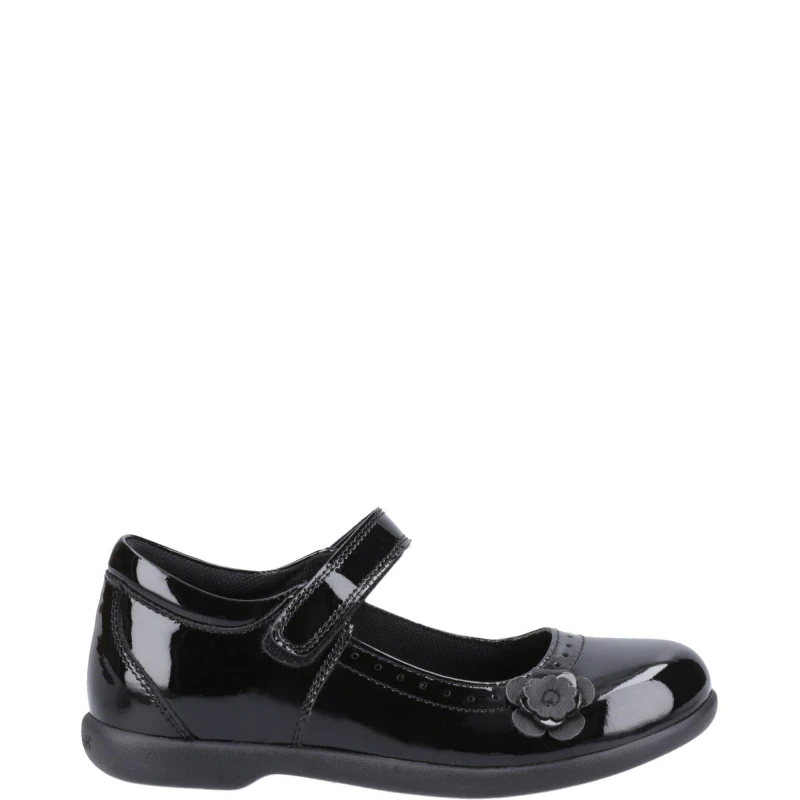 Image of Hush Puppies Girls Bethany Patent Junior School Shoes UK Size 12 (EU 30.5) Black HUS843-BLACK-12