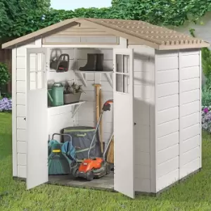 image of 6'6 x 5'4 Shire Tuscany Evo 200 Apex Plastic Double Door Shed (2.02m x 1.62m)