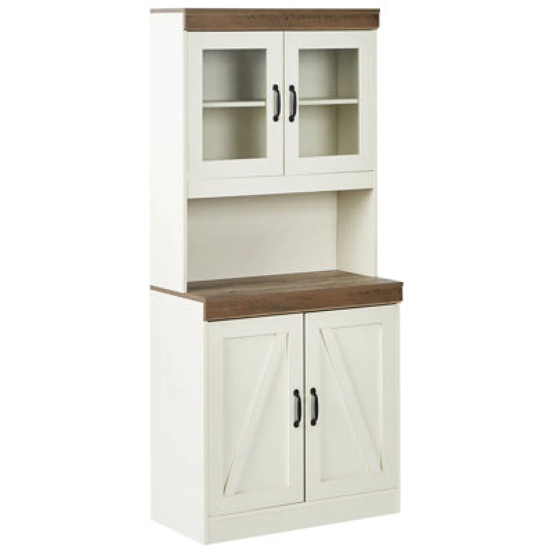 Image of Beliani Glass Display Cabinet Kalbarri 80 Cm Brown/ White