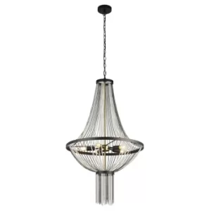 Baguette 5 Light Pendant, Black, Satin Brass