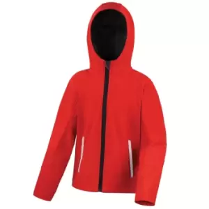 Image of Result Core Kids Unisex Junior Hooded Softshell Jacket (13/14) (Red/Black)